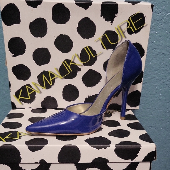 Kamalikulture Blue Patent Leather Heels - Picture 1 of 5